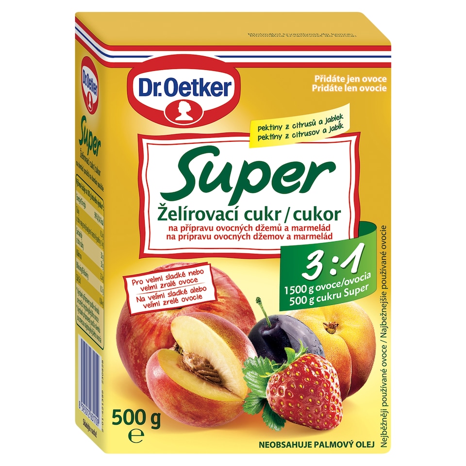 Dr. Oetker Super želírovací cukor na prípravu ovocných džemov a marmelád 500 g