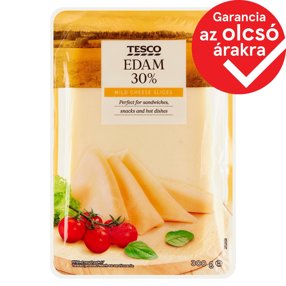 Tesco Edam félzsíros, félkemény szeletelt sajt 300 g