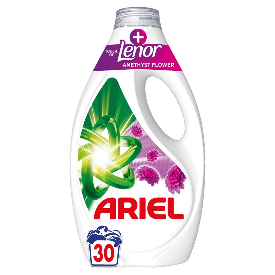 Ariel Folyékony Mosószer, 30 Mosáshoz, + Touch Of Lenor Amethyst Flower  1. kép