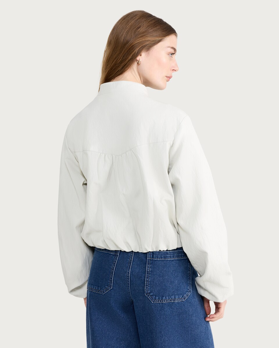 image 1 of The F&F Edit High Neck Collarless Jacket in Cream