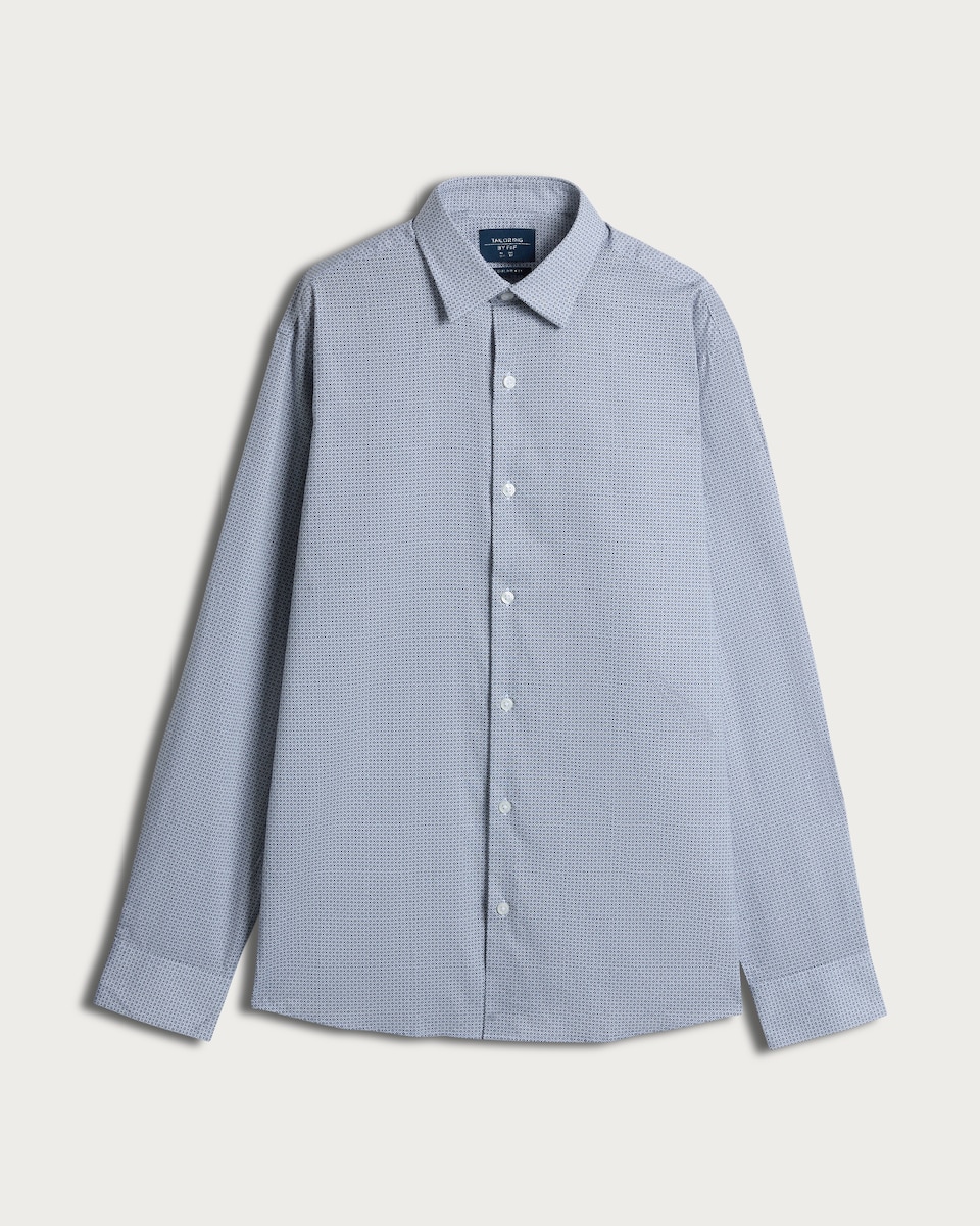 image 1 of F&F Regular Fit Geometric Print Long Sleeved Formal Shirt in Grey