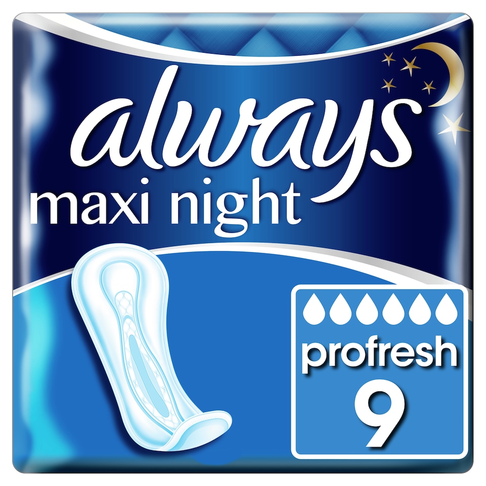 image 1 of Always Maxi Size 3 Night Sanitary Towels 9 Pack