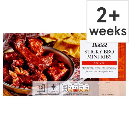 Tesco Sticky Bbq Mini Ribs 340G Tesco Groceries