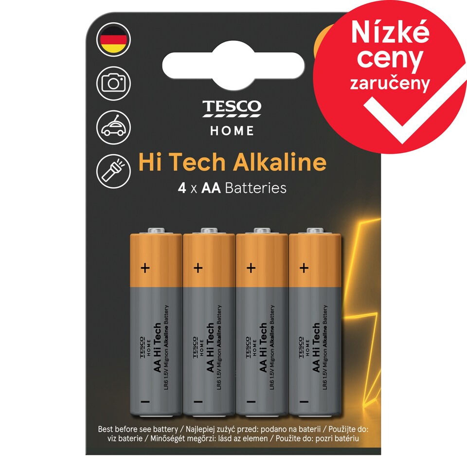 Tesco AA Alkaline Batteries 4 pcs