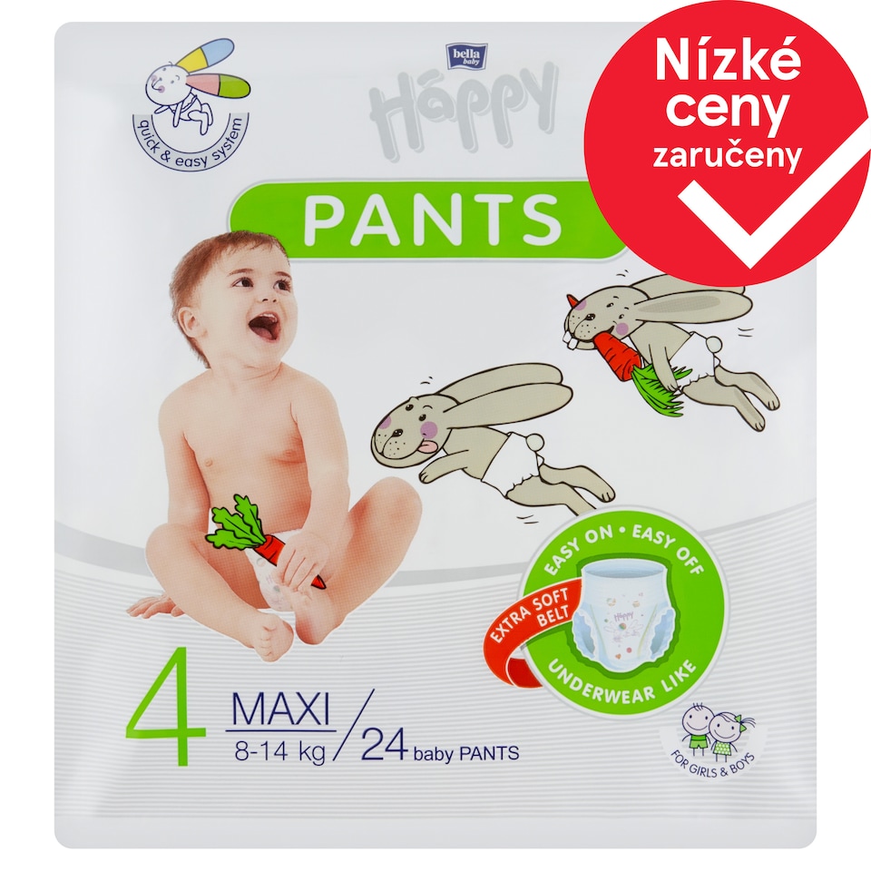 Bella Baby Happy Dětské plenkové kalhotky 4 maxi 8-14 kg 24 ks