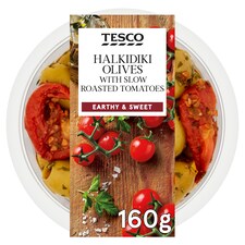 Tesco Halkidiki Olives & Slow Roasted Tomatoes 160G