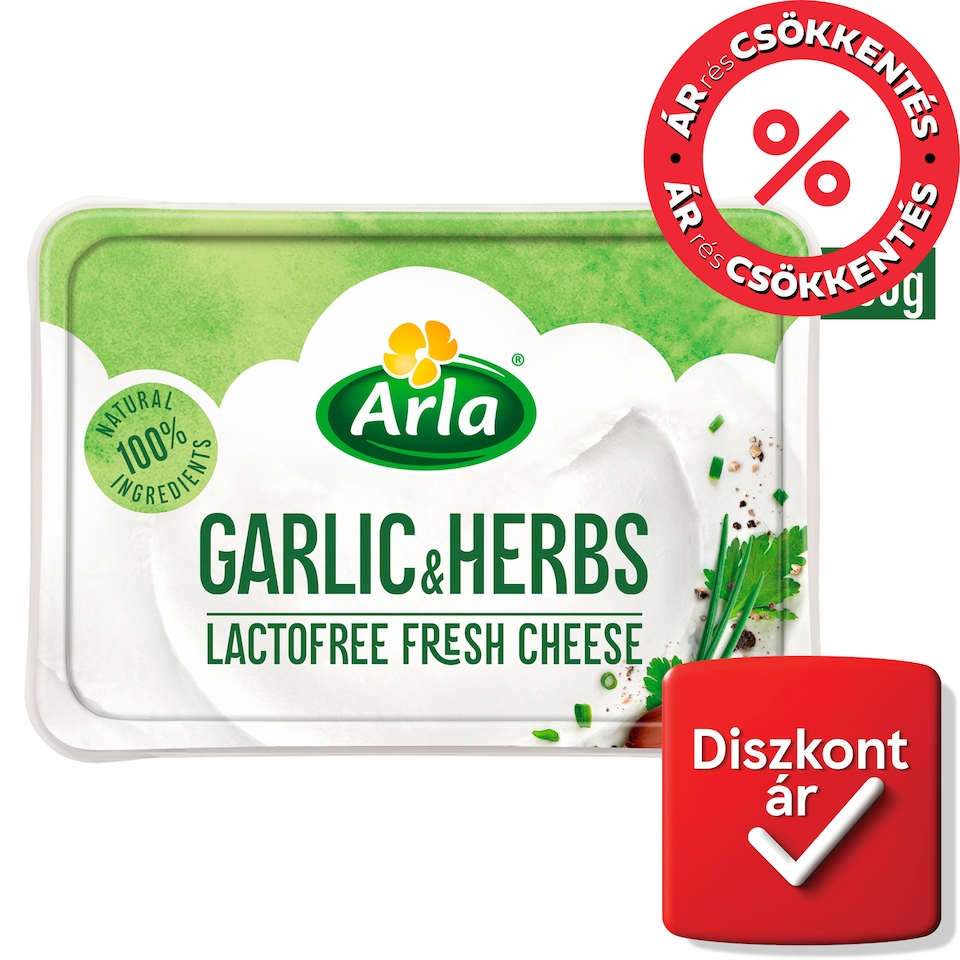 Arla fokhagymás fűszeres friss zsíros lágy laktózmentes krémsajt 200 g  1. kép