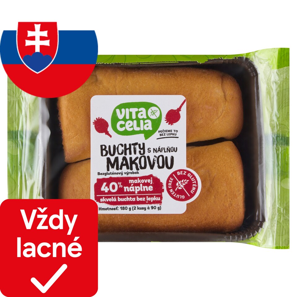 Vitacelia Buchty bezgluténové s náplňou makovou 2 x 90 g (180 g)