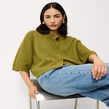 F&F Knitted 3/4 Sleeve Cardigan in Olive