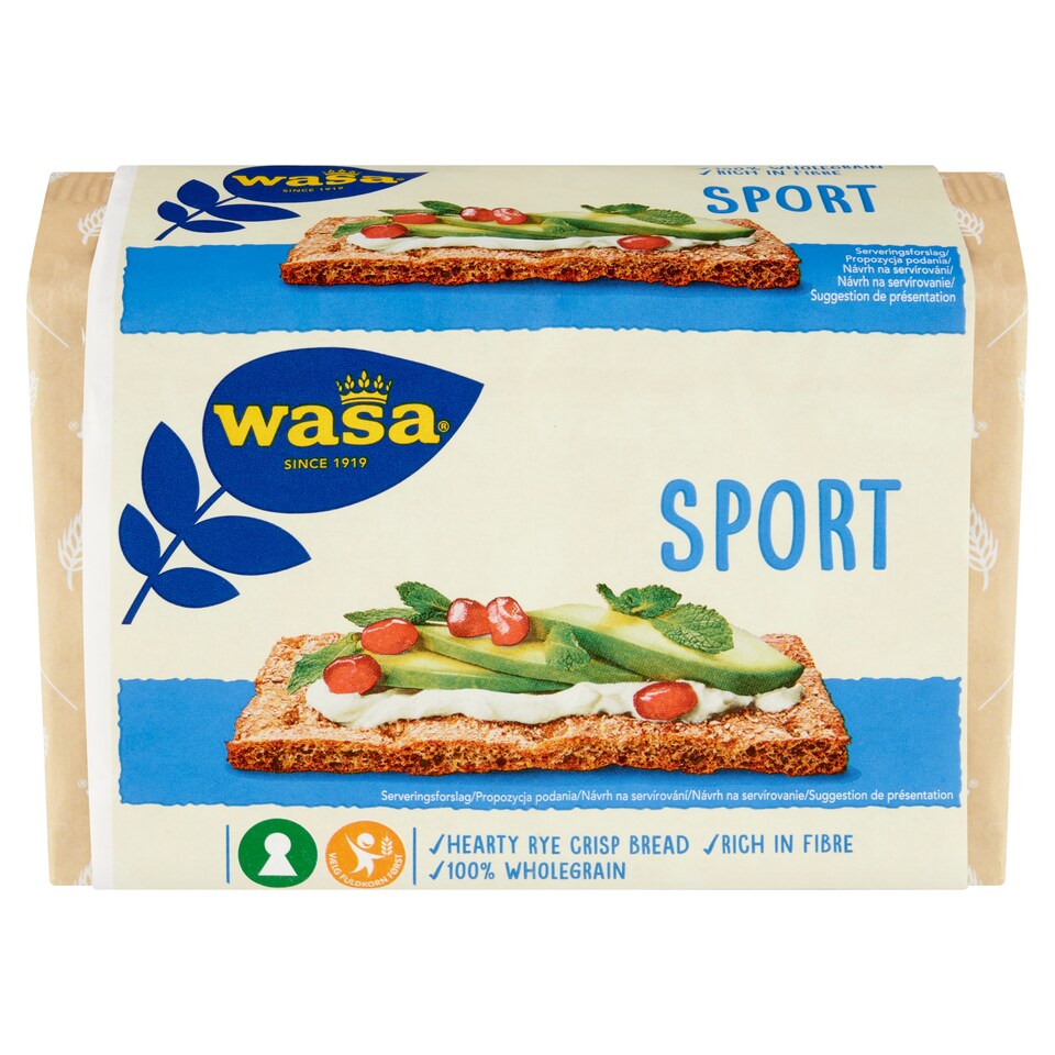 Obrázek 1 pro produkt Wasa Sport celozrnné žitné knäckebroty 275g