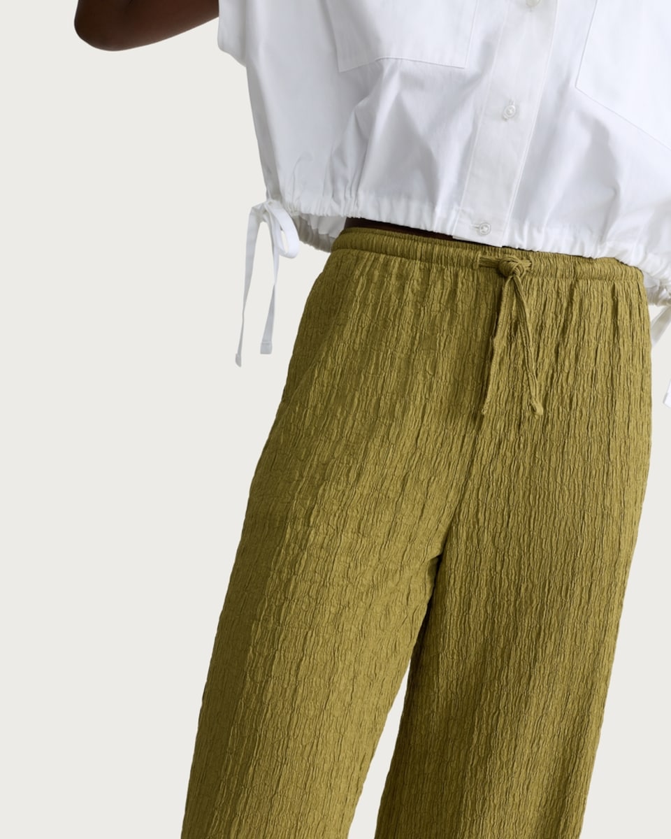 image 1 of F&F Textured Wide Leg Trousers in Olive