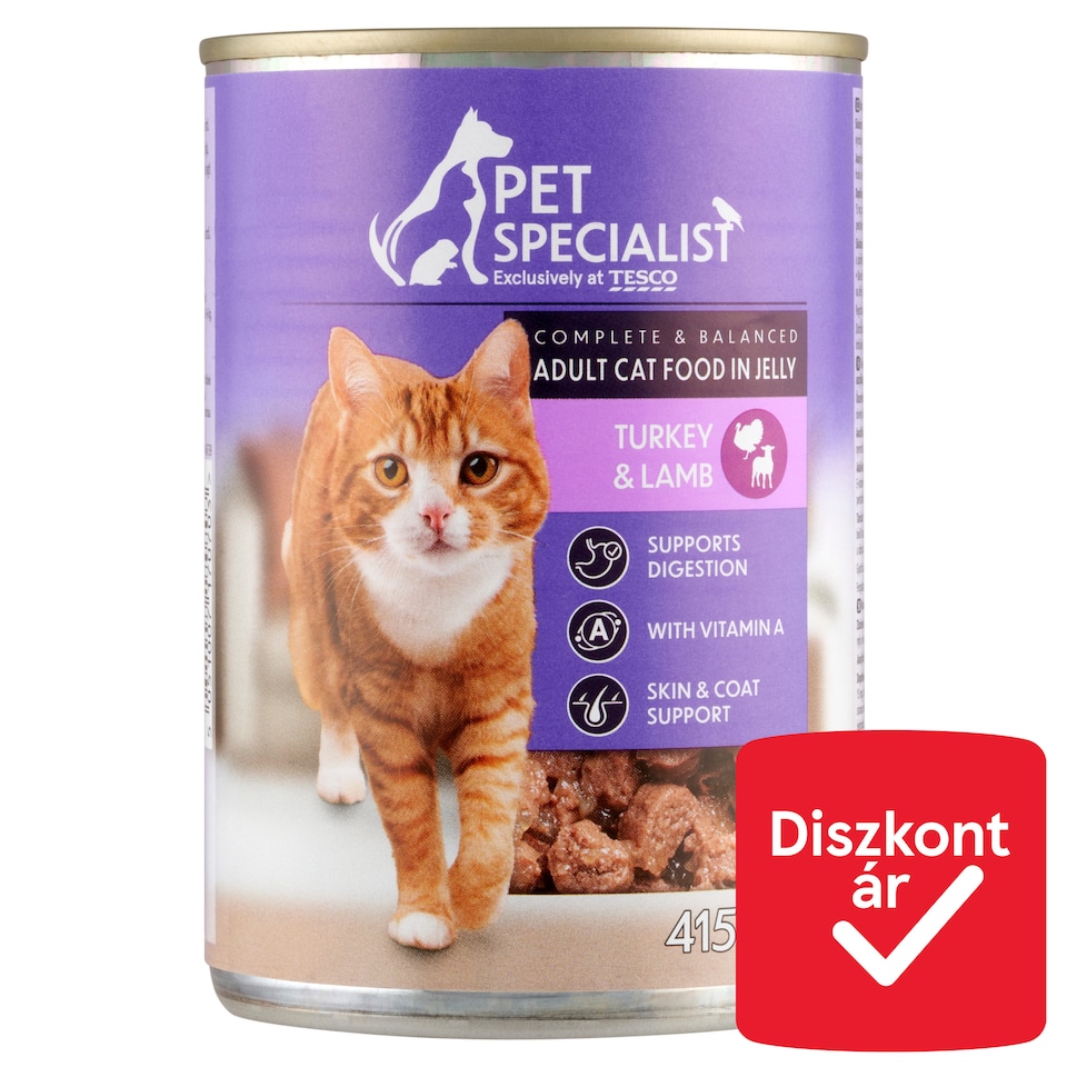 Pet Specialist teljes értékű állateledel felnőtt macskák számára pulykával és báránnyal 415 g