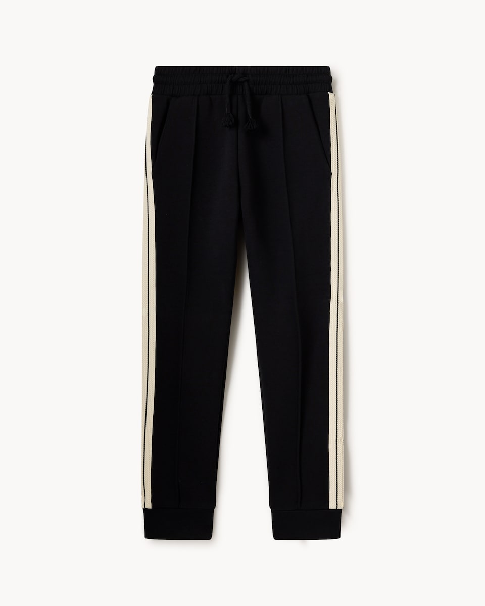image 1 of F&F Boys Cotton Rich Striped Joggers in Black