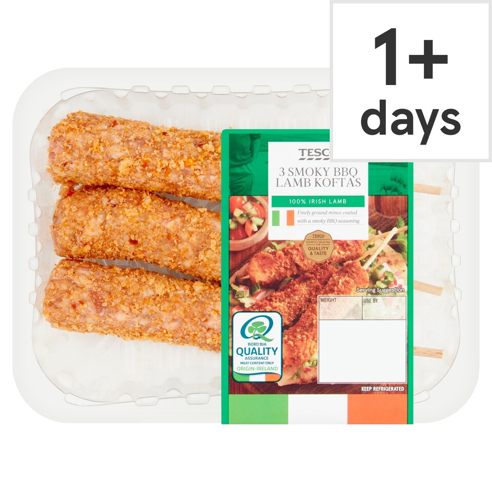 Tesco 3 Smoky Bbq Lamb Koftas 225G