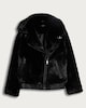 image 4 of F&F Faux Fur Aviator Jacket in Black