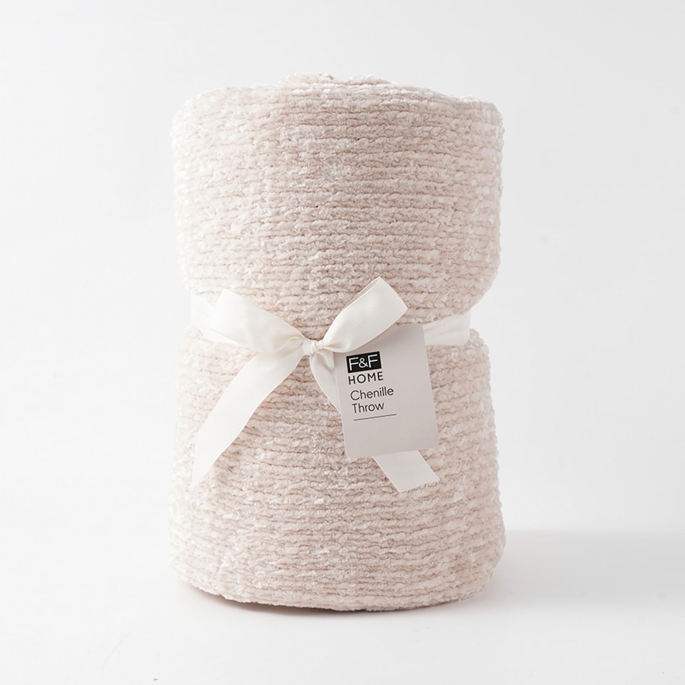 F&F Home Cream Chenille Throw