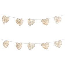 Tesco 10 Rattan Heart Solar String Lights
