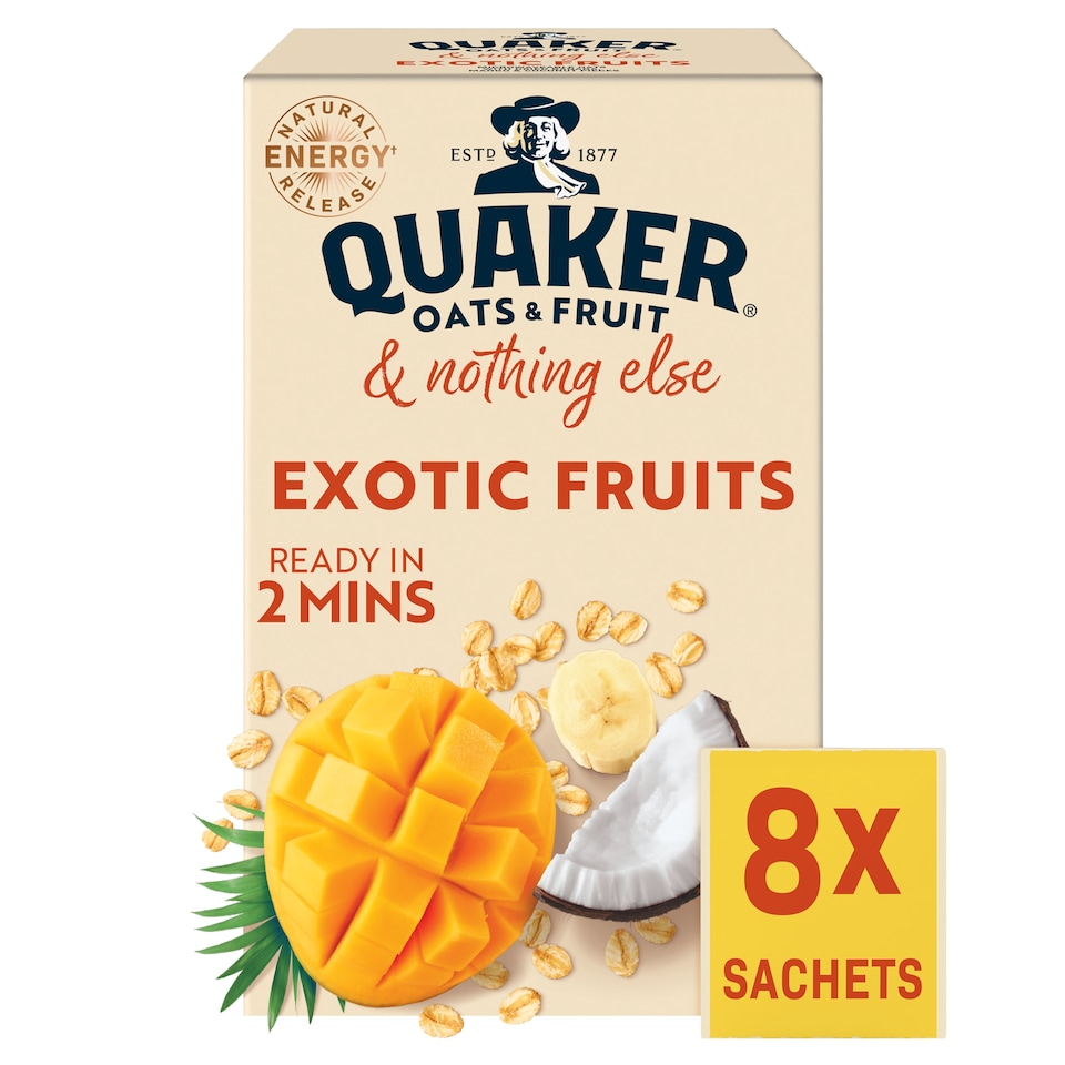 image 1 of Quaker Oats Exotic Fruits & Nothing Else Porridge Sachets 8 x 33g