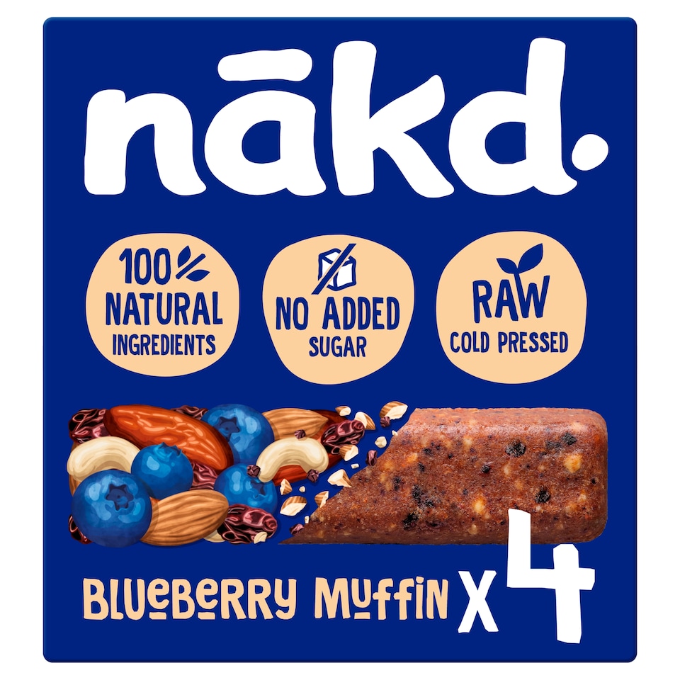 image 1 of Nakd Blueberry Muffin Raw Fruit & Nut Bar 4x35g
