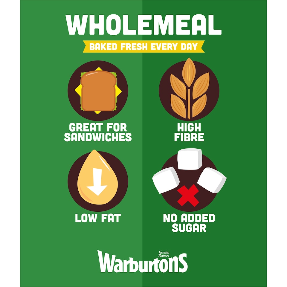 image 1 of Warburtons Wholemeal Medium Sliced Bread 800g