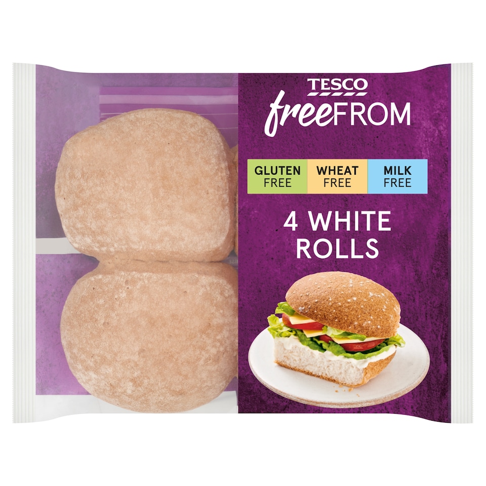 Tesco Free From White Rolls 4 Pk