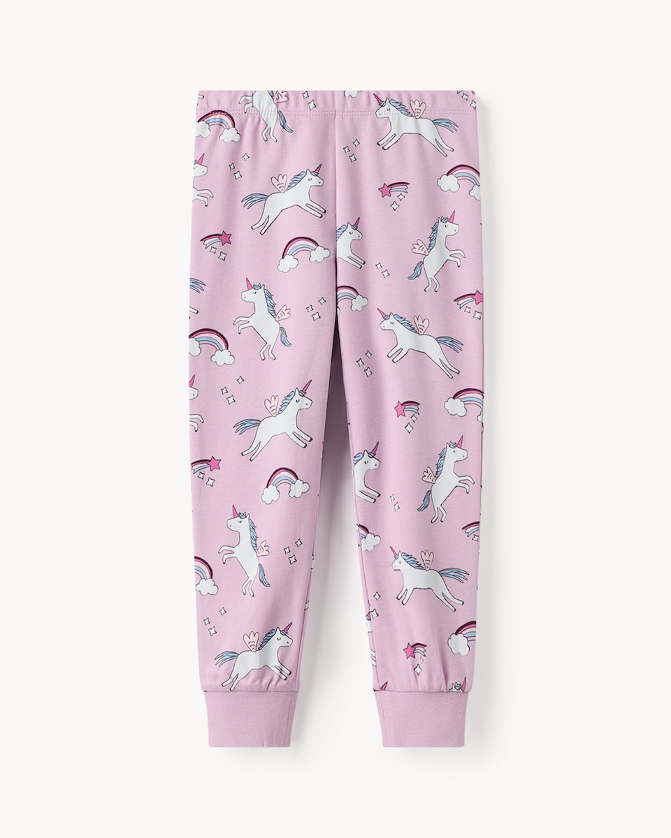 image 1 of F&F Girls Pure Cotton Unicorn Pyjama Set in Lilac