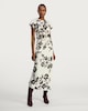 image 1 of F&F Satin Blurred Floral Print Midi Dress in Multi Black White