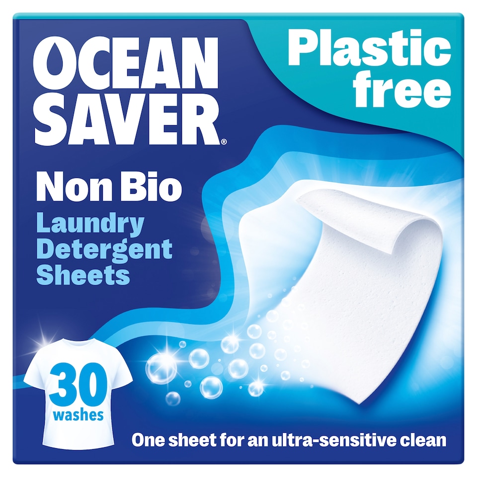 image 1 of OceanSaver Plastic Free Non Bio Laundry Detergent Sheets 30 Washes 60g