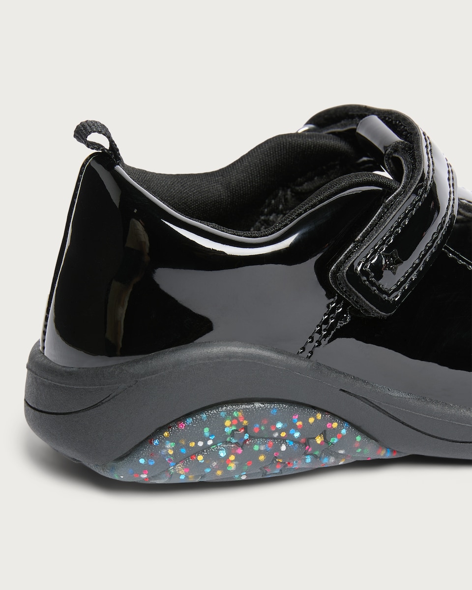 image 1 of F&F School Girls Unicorn Patent Shoes in Black