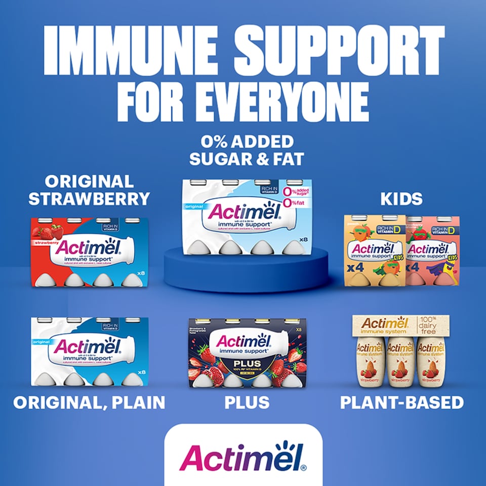 image 1 of Actimel Plus 100% Vitamin D Cherry & Elderberry Live Yoghurt Drink Multipack 8x100g