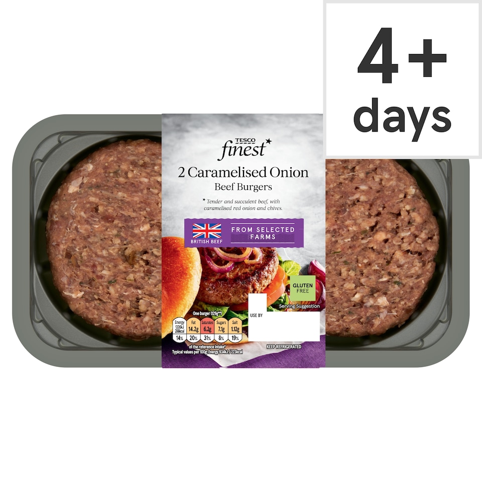 Tesco Finest 2 Caramelised Onion Burgers 340g