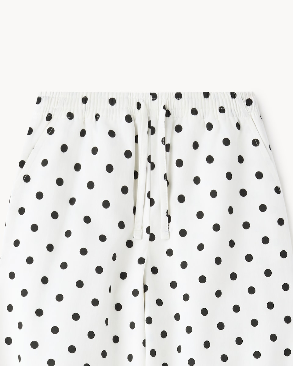 image 1 of F&F Girls Pure Cotton Polka Dot Balloon Leg Trousers in Cream