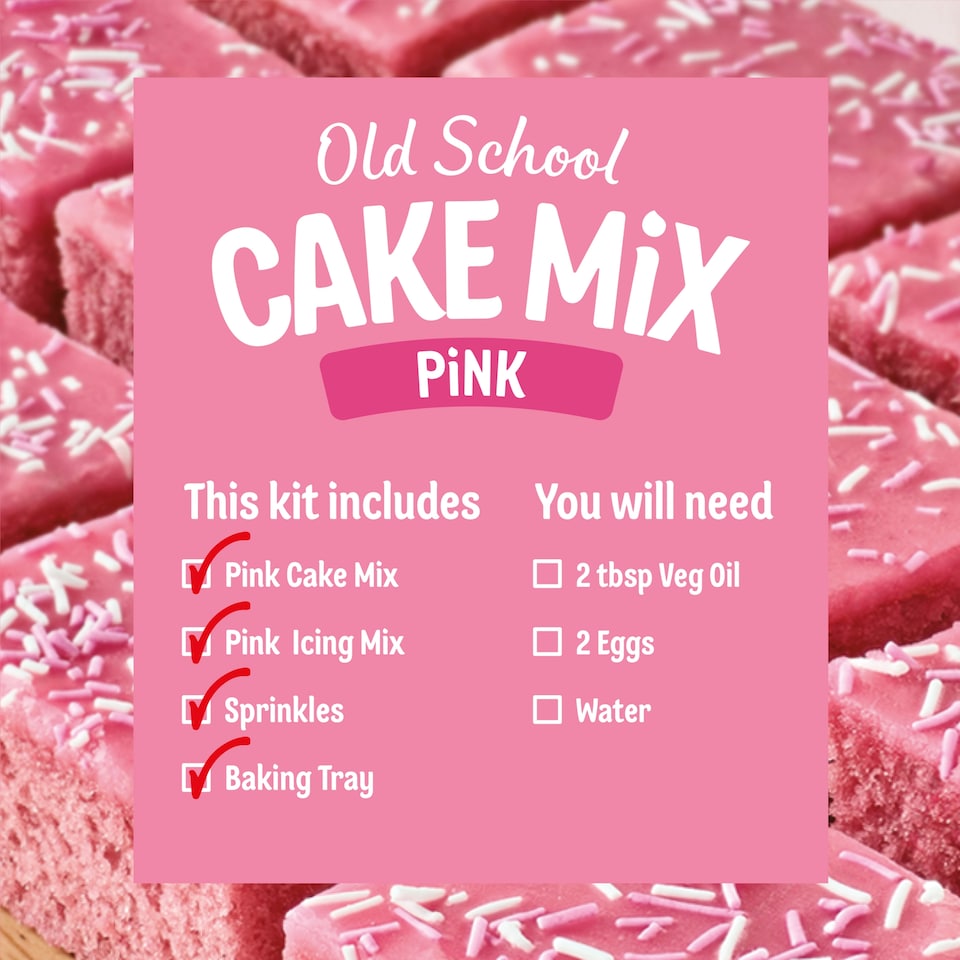 image 1 of Dr. Oetker Pink Old School Traybake Cake Mix 436g