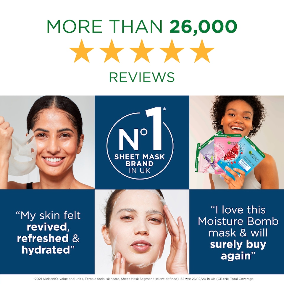 image 1 of Garnier Skin Active Night Time Face Bomb Tissue Mask 32G