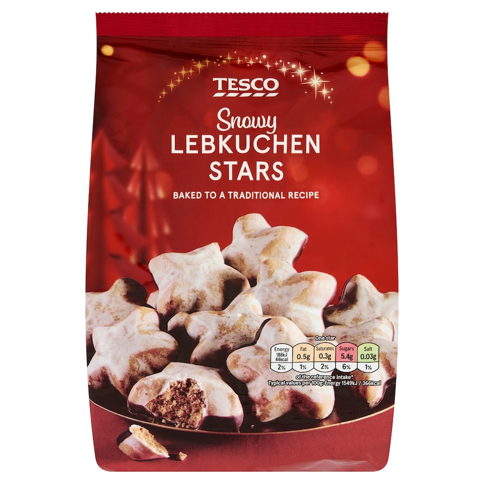 Tesco Snowy Lebkuchen Stars 250 g