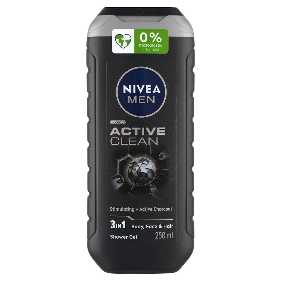 image 1 of NIVEA MEN Active Clean 3in1 Body, Face & Hair Shower Gel 250 ml
