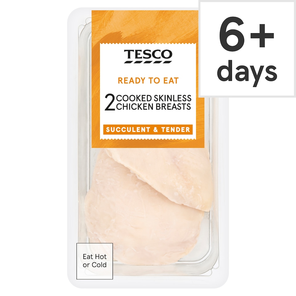 Tesco 2 Cooked Skinless Chicken Breast 220G