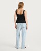 image 4 of F&F Polyamide Square Neck Sleeveless Peplum Top in Black