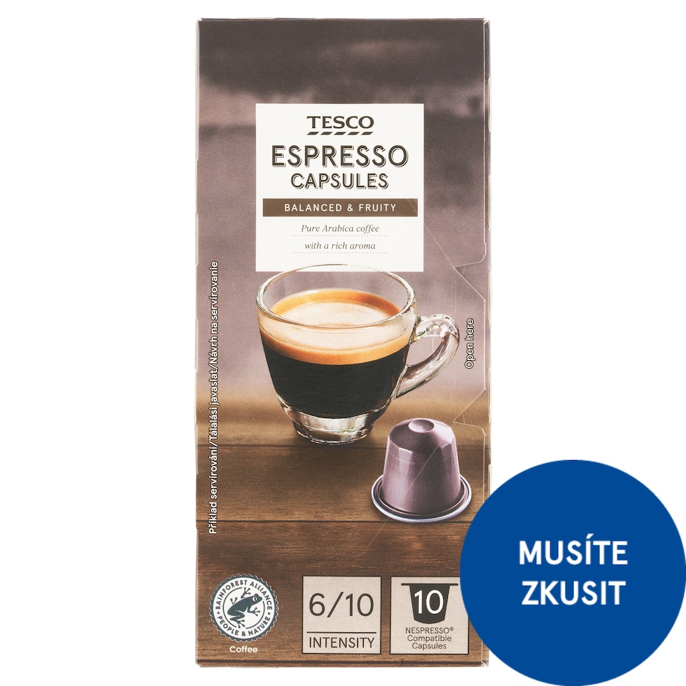 Tesco Espresso Roasted Ground Coffee in Capsules 10 pcs 54g