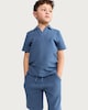 image 1 of F&F Boys 2-Piece Cotton Rich Textured Polo Shirt and Shorts Set in Blue