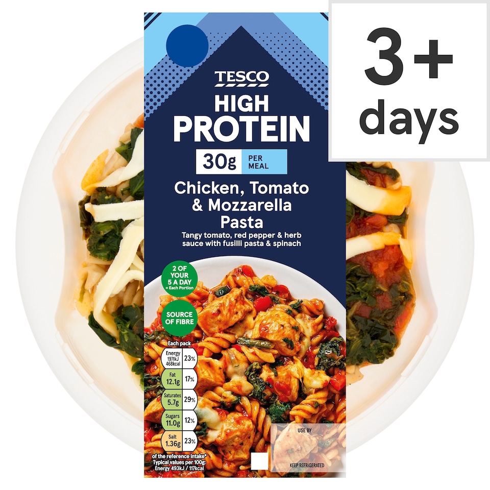 image 1 of Tesco High Protein Chicken, Tomato & Mozzarella Pasta 400g
