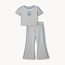 F&F Active Girls 2-Piece Cherry Tipped T-Shirt and Leggings Set in Grey