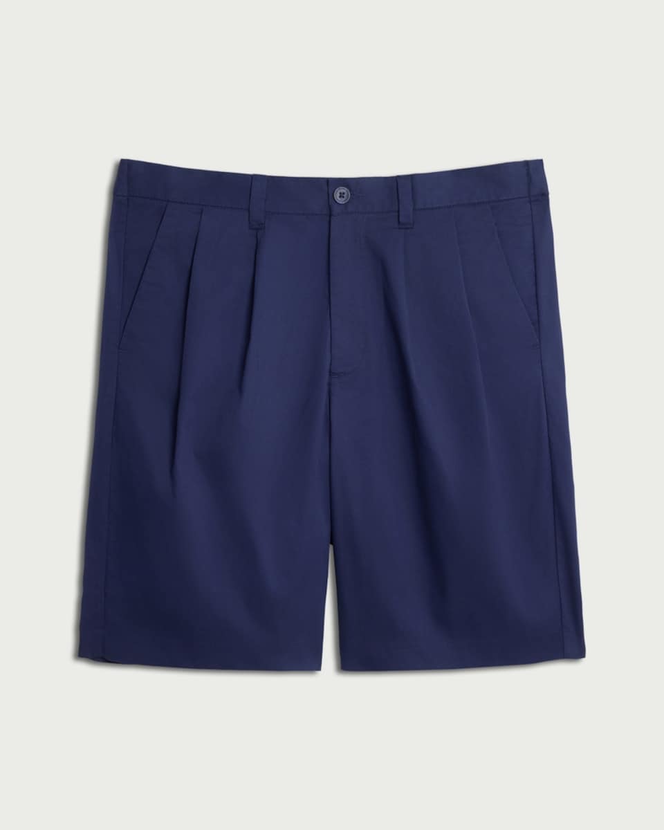image 1 of The F&F Edit Cotton Rich Pleated Shorts in Blue