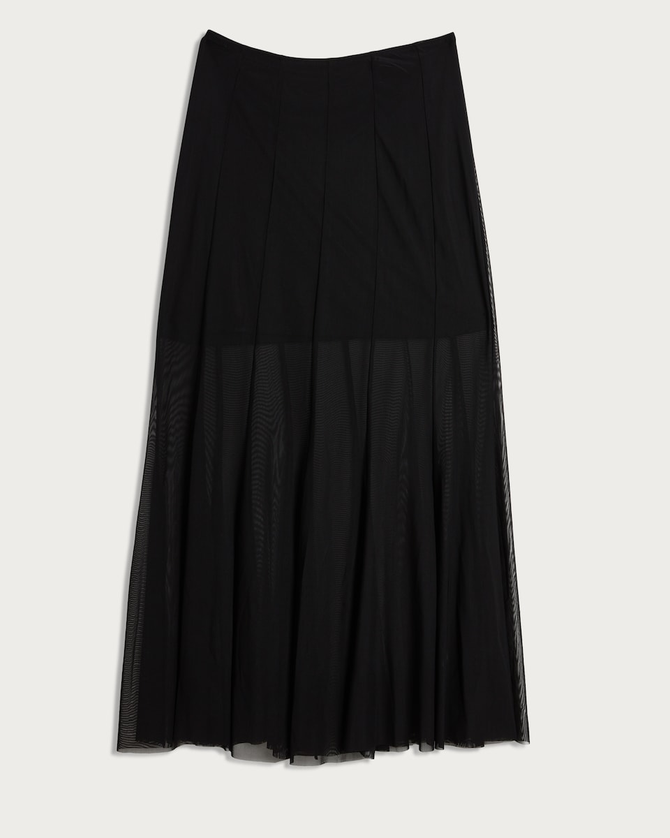 image 1 of F&F Sheer Panel Maxi Skirt in Black
