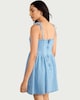 image 3 of F&F Pure Cotton Denim Tie Strap Mini Dress in Blue