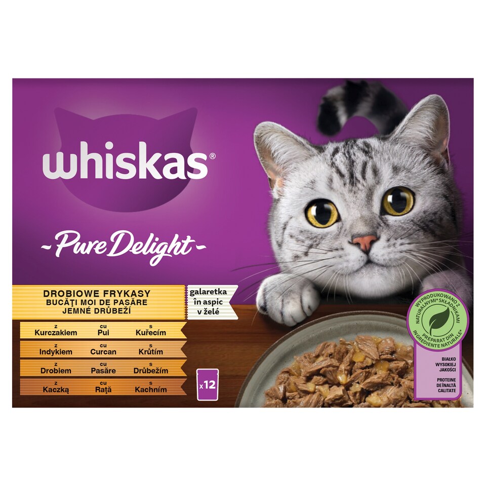 Whiskas Pure Delight jemné hydinové v želé 12 x 85 g (1,02 kg)