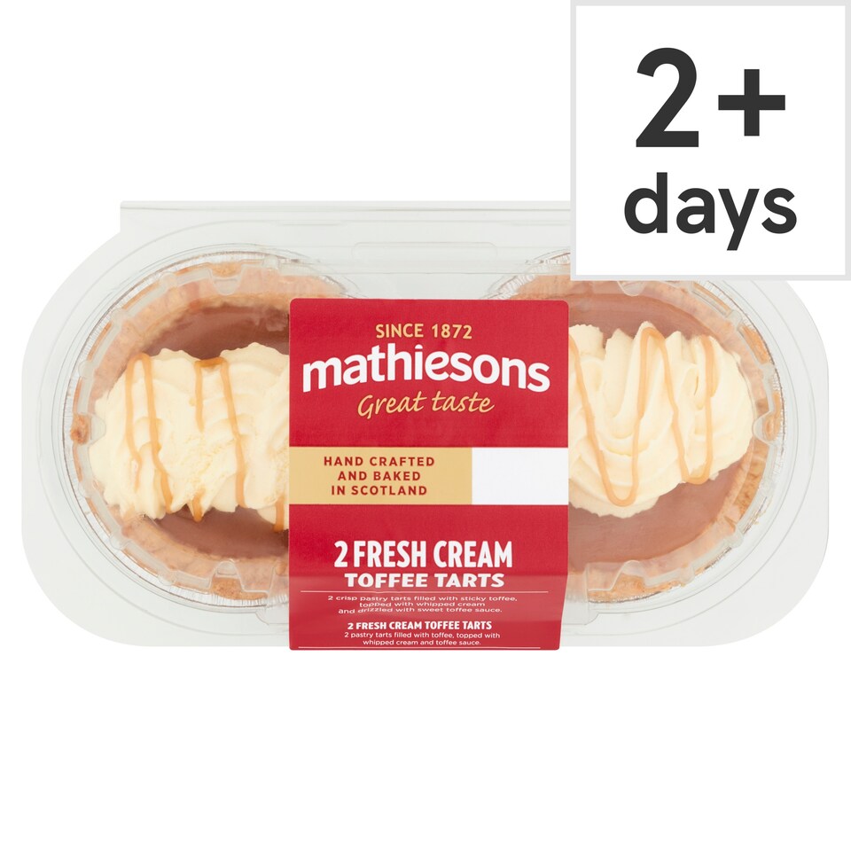 Mathiesons Toffee and Fresh Cream Pastry Tarts 2 Pack
