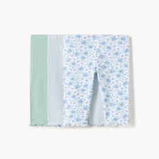 F&F Baby 3-Pack Cotton Rich Ribbed Leggings in Blue