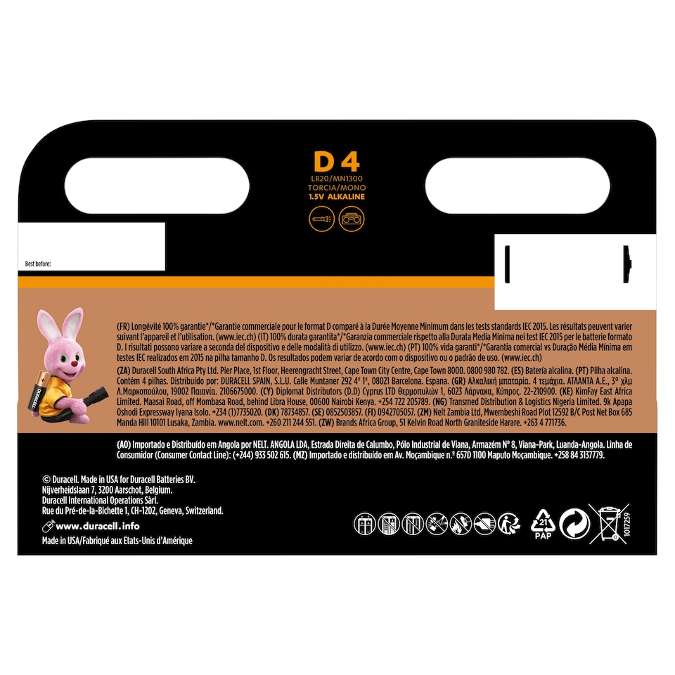 image 1 of Duracell Plus D 4 Pack