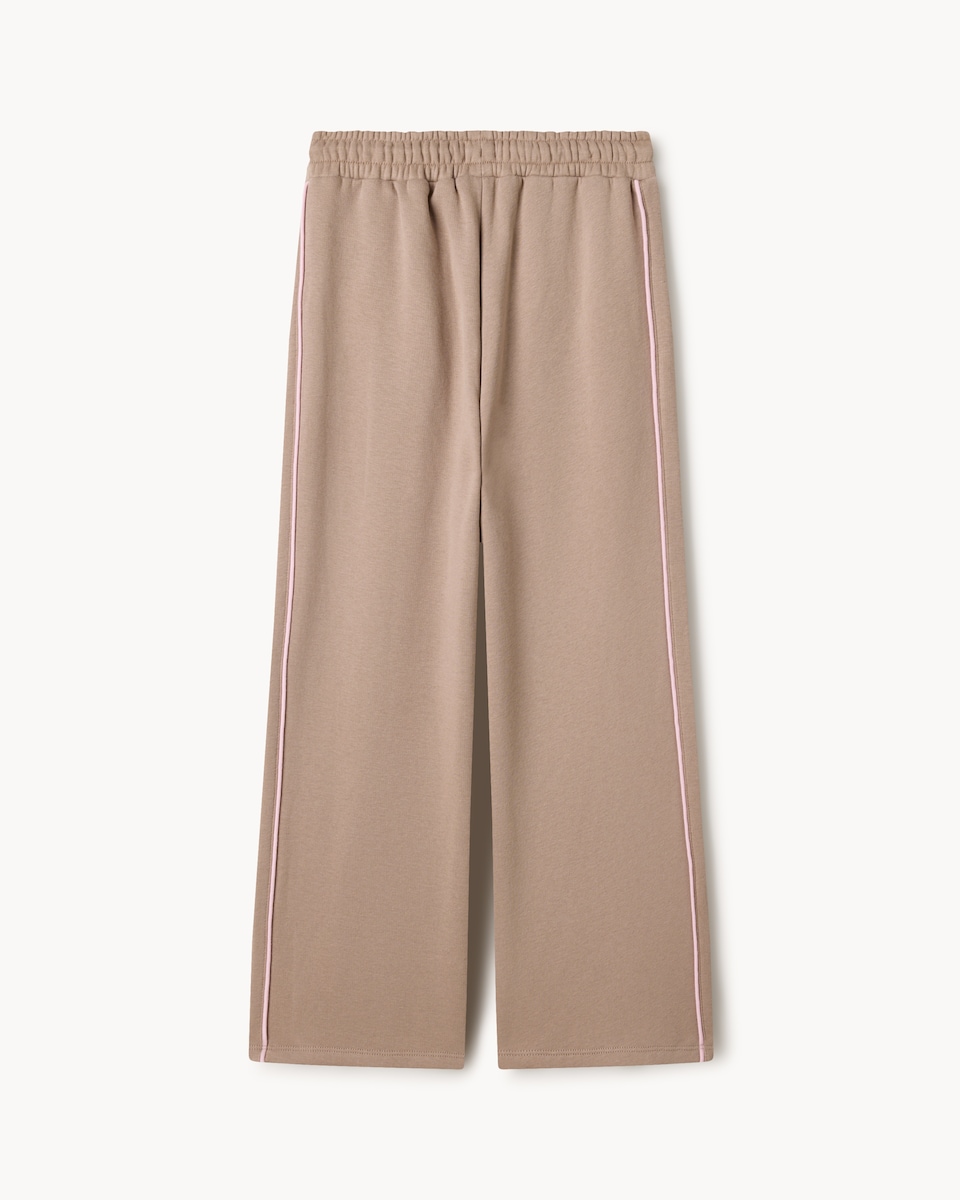 image 1 of F&F Girls Cotton Rich Wide Leg Joggers in Tan